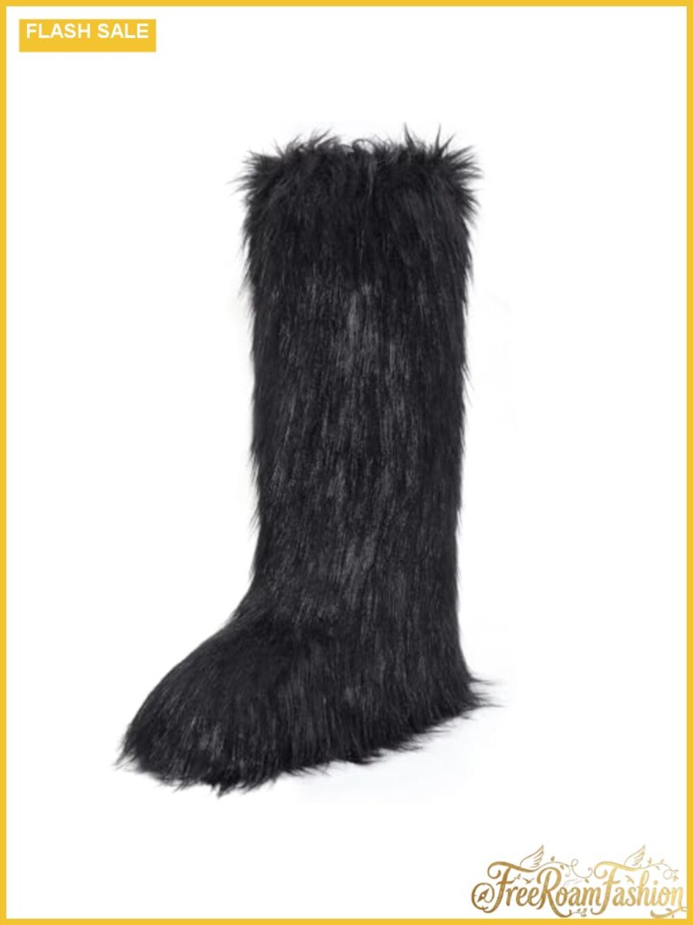 Faux Fur Knee-High Snow Boots Pull-On Round Toe Winter